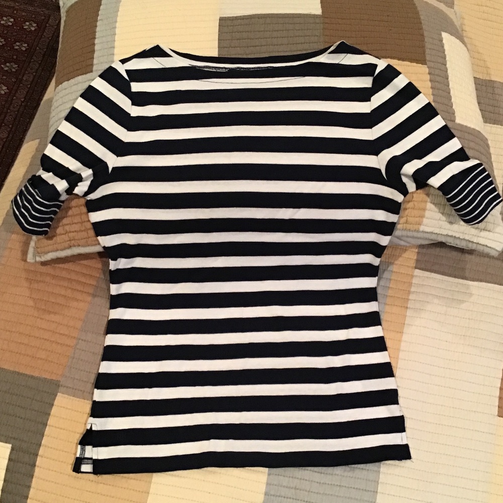 Ralph Lauren Cotton Top Striped Navy & White M